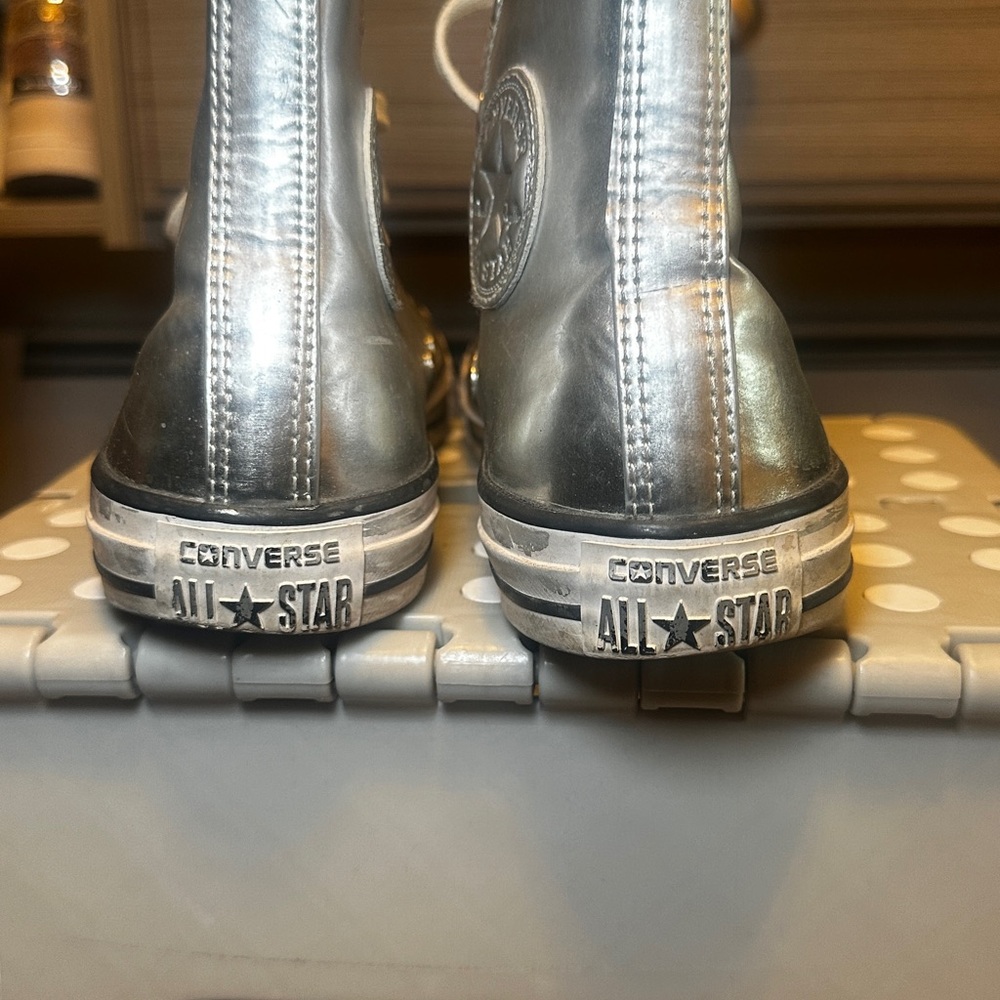 Converse Metallic Silver High-Tops - Picture 3 of 4